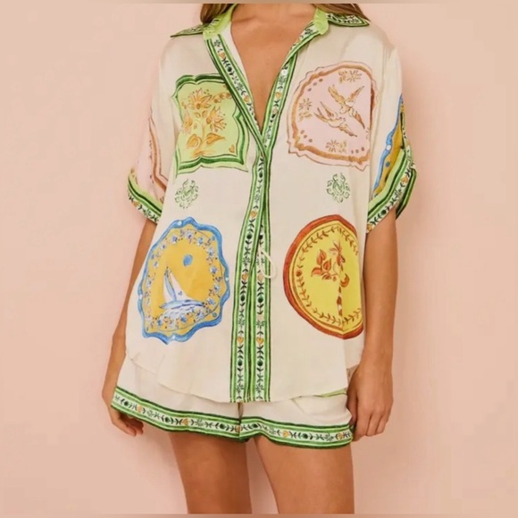 Tops - Mediterranean Medallion 2 Piece Short Set S $100 Retail NWOT
